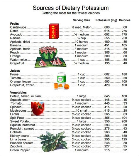 FREE 8+ Sample Potassium Rich Foods Chart Templates in PDF | Potassium ...