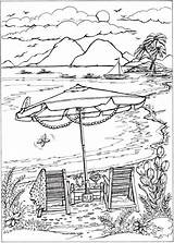 Beach Scene Coloring Page sketch template