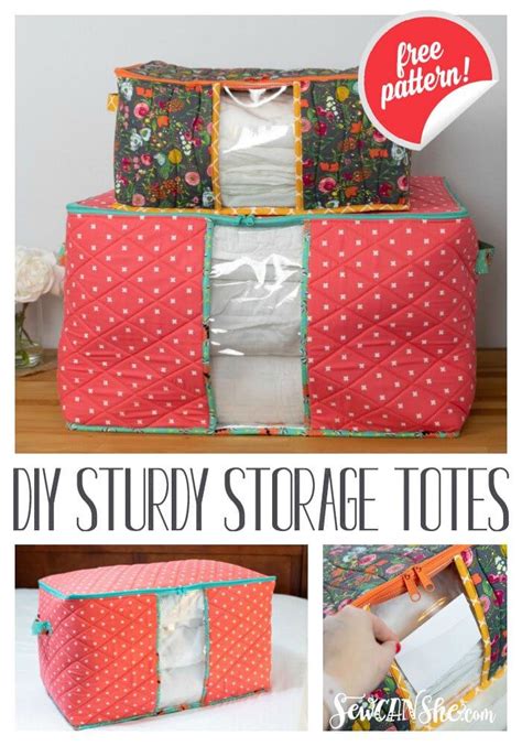 Check out this DIY sturdy storage totes free sewing pattern. Sew a ...