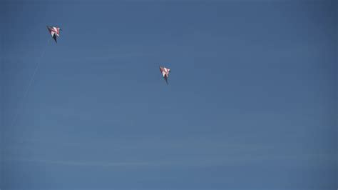 Colorful kites flying in a blue sky 28707579 Stock Video at Vecteezy