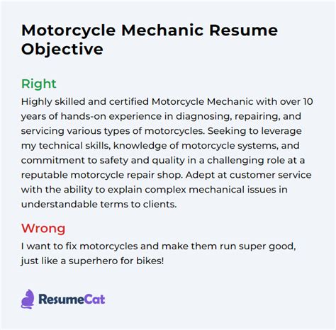 Top 18 Motorcycle Mechanic Resume Objective Examples