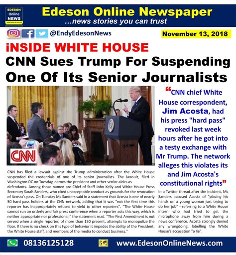 Edeson Online Newspaper: CNN Sues Trump For Suspending One Of Its ...