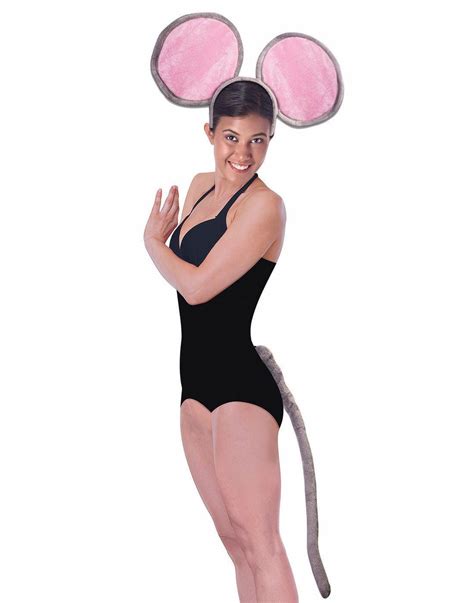 Jumbo Mouse Kit Animal Adult Headband Giant Ears Tail Grey Costume ...