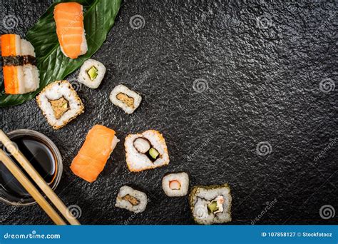 Sushi Rolls Hosomaki and Uramaki Stock Image - Image of gourmet, nori: 107858127