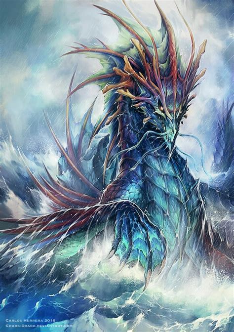 Ocean Dragon Mythical Creatures Art, Mythological Creatures, Magical Creatures, Sea Creatures ...