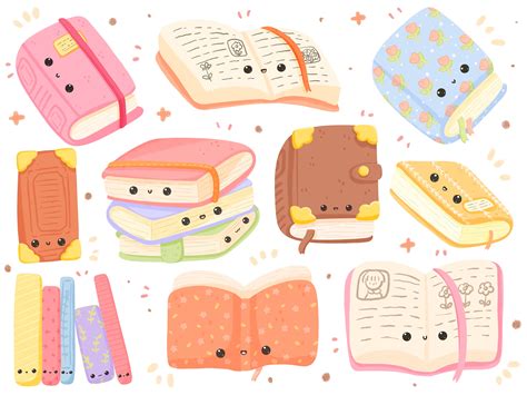 Cute Kawaii Printable Books Clipart Set / Commercial Use/ PNG - Etsy