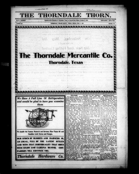 The Thorndale Thorn. (Thorndale, Tex.), Vol. 12, No. 32, Ed. 1 Friday, May 2, 1913 - The Portal ...