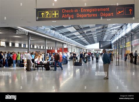 Baden-Baden, Baden-Airpark travelers at the airport waiting for ...