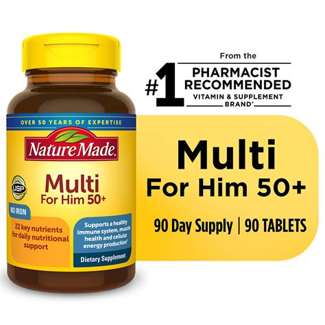 Nature Made Men's Multivitamin 50+ Tablets, 90 Count - Walmart.com