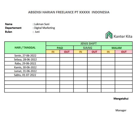 Contoh Tabel Absensi Kehadiran Karyawan Adalah Pdf - IMAGESEE