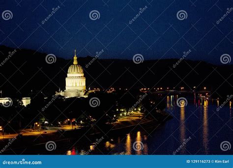 WV State Capitol Building at Night Stock Image - Image of capitol ...