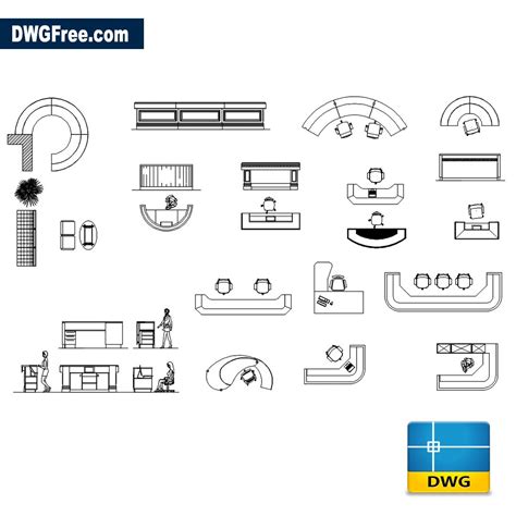 Reception Furnitures DWG Free DWG [ Drawing TOP ] - AutoCAD files.