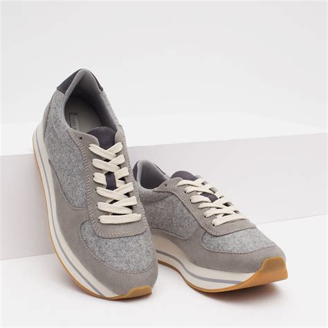 Zara Combined Sneakers in Gray | Lyst