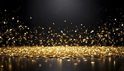 Glowing Gold Confetti Illuminates The Dark Night Background, Gold ...