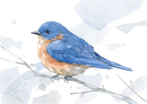 bluebird painting watercolor print | Pájaro de acuarela, Impresión con acuarela, Ilustracion ...