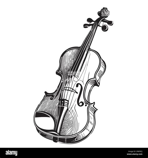 Violin retro hand drawn sketch illustration Musical instrument Stock ...