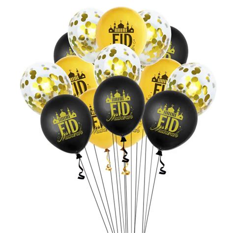 12inch Eid Mubarak Latex Balloons Eid Al Fitr Decorations Lesser Bairam Air Balloon Moon Ramadan ...