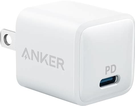 Anker Powerport PD Nano 20W High Speed USB-C Fast Wall Charger for iPhone or Samsung White ...