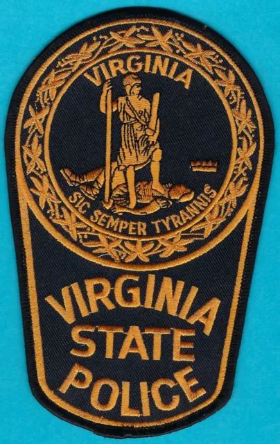 VIRGINIA STATE POLICE Shoulder Patch on a Blue Department History Card ...