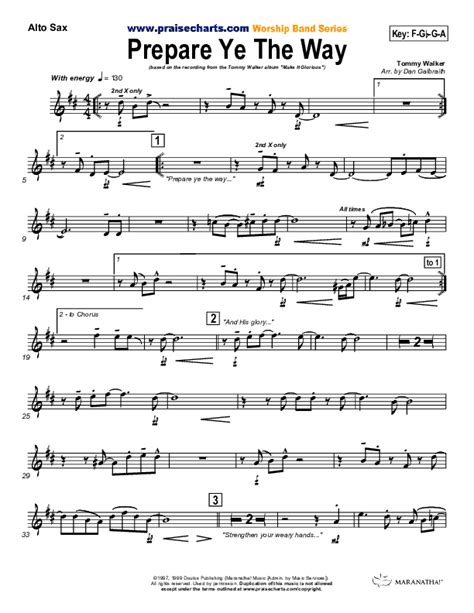 Prepare Ye The Way Alto Sax Sheet Music PDF (Tommy Walker) - PraiseCharts