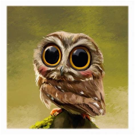 an owl with big yellow eyes sitting on top of a tree branch in front of a green background