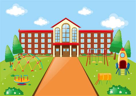 Scene with school building and playground 381931 Vector Art at Vecteezy