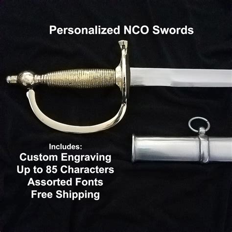 Personalized Army NCO Swords Free Shipping 1840 Army NCO Custom Engraved up to 85 Characters ...