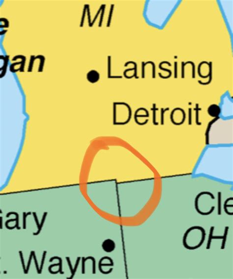 The border between Michigan/Indiana/Ohio : r/mildlyinfuriating