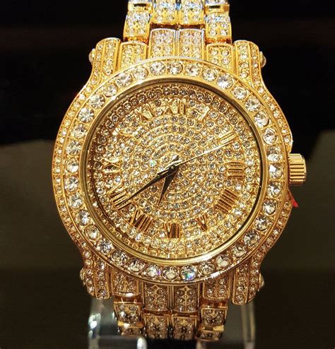 18K GOLD PLATED ICED OUT SIMULATED DIAMOND WATCH – FANATICS365