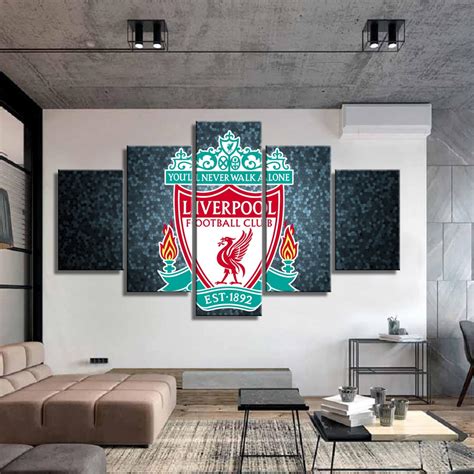 Liverpool Football Club Logo Poster Sport – 5 Panel Canvas Art Wall ...