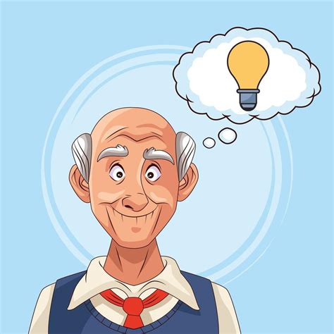 old man patient of alzheimer disease with bulb in speech bubble 2527129 Vector Art at Vecteezy