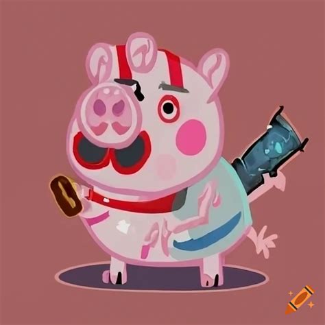 Meme of daddy pig with kratos' head on Craiyon