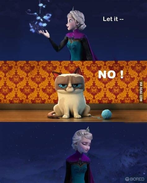 If grumpy cat played in Frozen | Funny grumpy cat memes, Funny cat memes, Grumpy cat humor