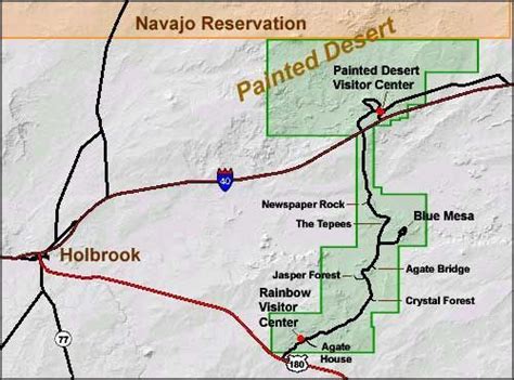 Petrified Forest National Park and Painted Desert map | Petrified forest national park, National ...