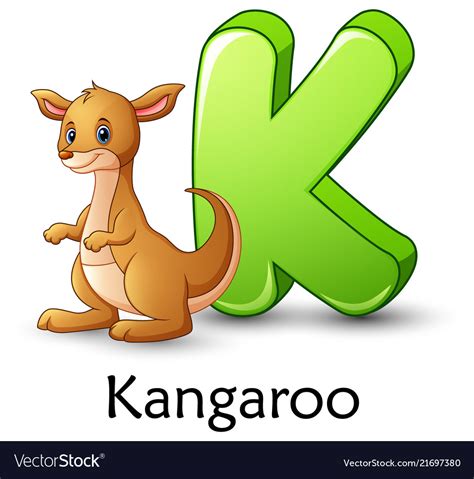 Letter k is for kangaroo cartoon alphabet Vector Image