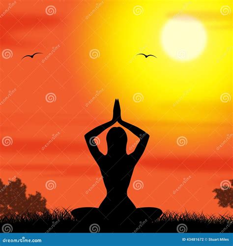 Yoga Pose Means Body Calm and Meditating Stock Illustration - Illustration of meditate ...