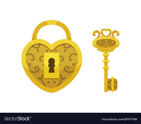 Vintage key and lock cartoon Royalty Free Vector Image