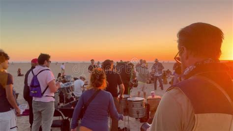 Beach Party at Venice Beach - Group Drummers at Sunset - LOS ANGELES, UNITED STATES - NOVEMBER 5 ...