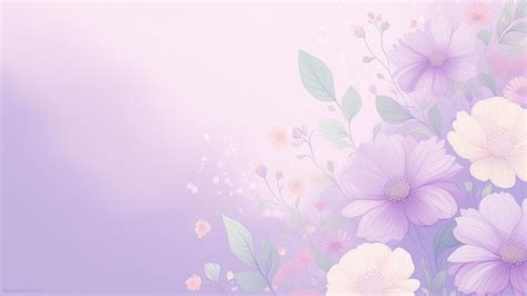 Light Purple Aesthetic Background with Delicate Flowers - SlidesCorner