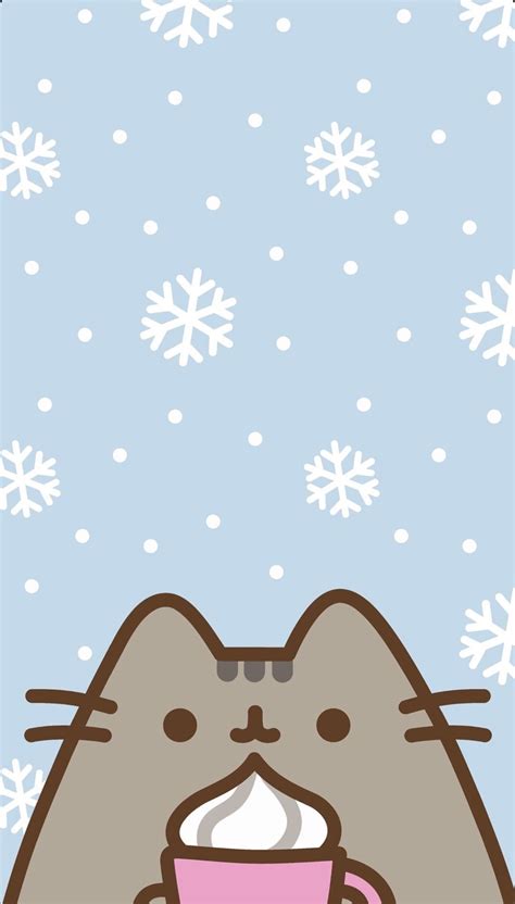 pusheen winter wallpaper !! | Рождественские обои, Милые обои, Обои