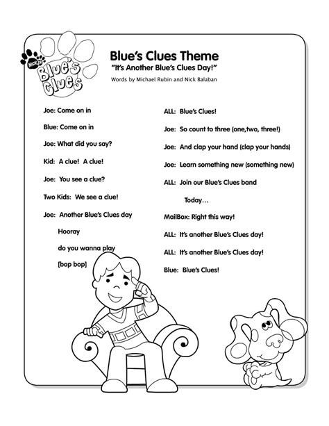 Blue's Clues song lyrics | Nick Jr.