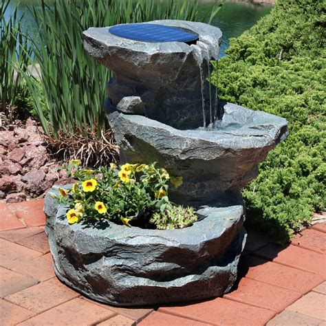 Sunnydaze Solar Water Fountain with Planter - 19"