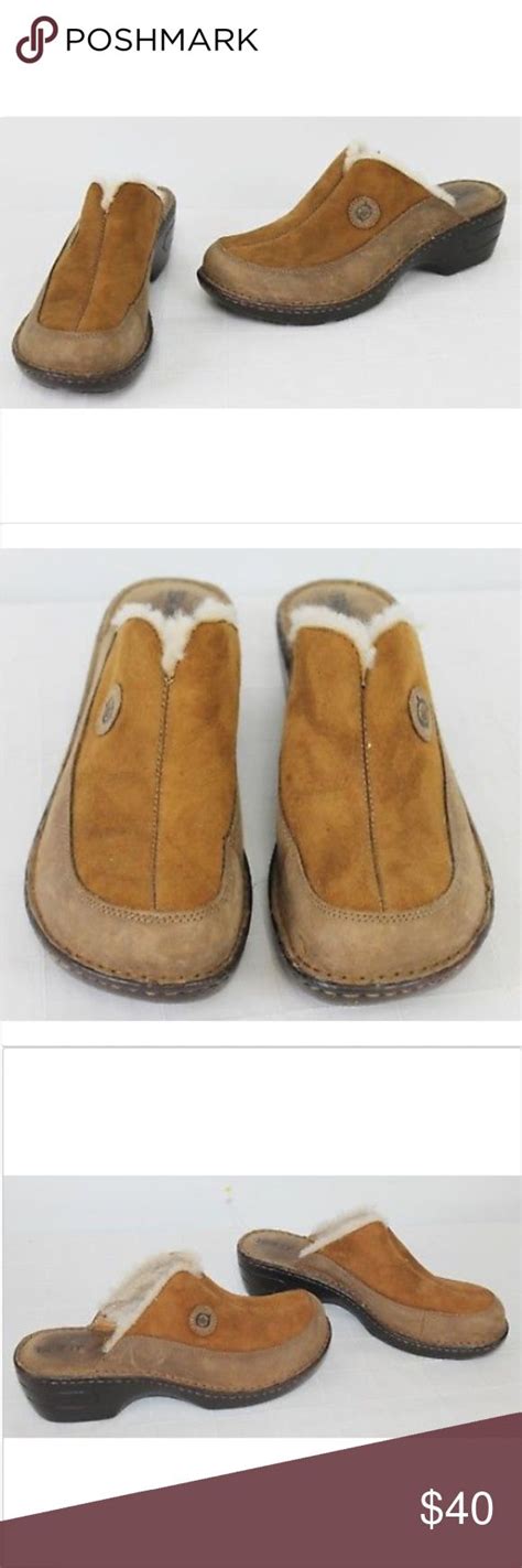 Born Fur lined clogs Slip On Brown Leather Womens Born Fur lined clogs Slip On Brown Leather ...