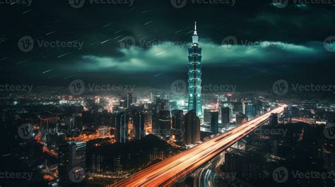 Night view of Taipei 101. Generative AI 32977386 Stock Photo at Vecteezy