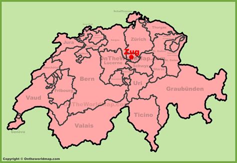 Zug location on the Switzerland map - Ontheworldmap.com