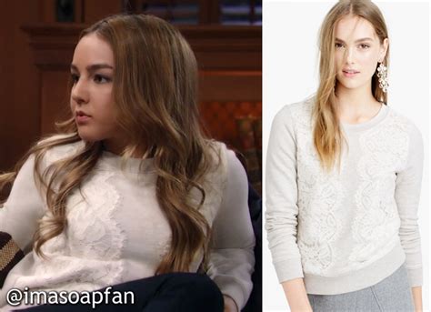 Kristina Davis's Off-white Lace Sweatshirt - General Hospital, Season 53, Episode 206, 01/25/16 ...