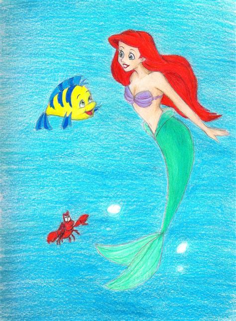 Ariel, Flounder, and Sebastian by 00mc-archangel on DeviantArt