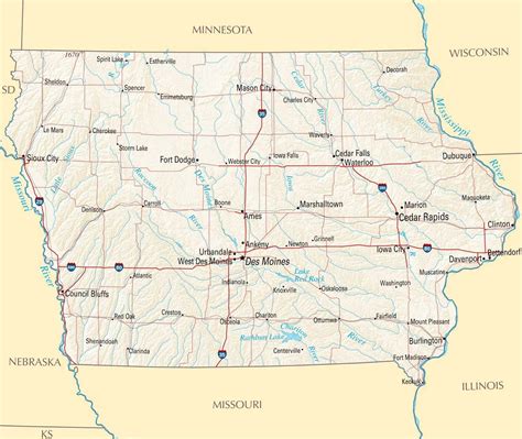 Map of Iowa | State Map of USA | United States Maps