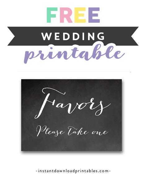 Free Printable Wedding Sign Chalkboard - Favors Please Take One ...