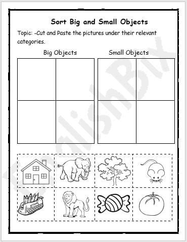 Sorting By Size Worksheet